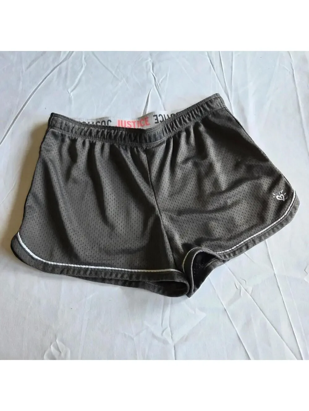 Justice Girls Size 18 Gray Mesh Athletic Shorts Activewear #1216
